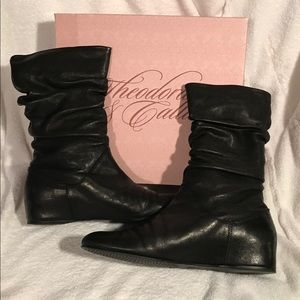 Stuart Weitzman Black Leather Mid-Calf Boot 9.5N